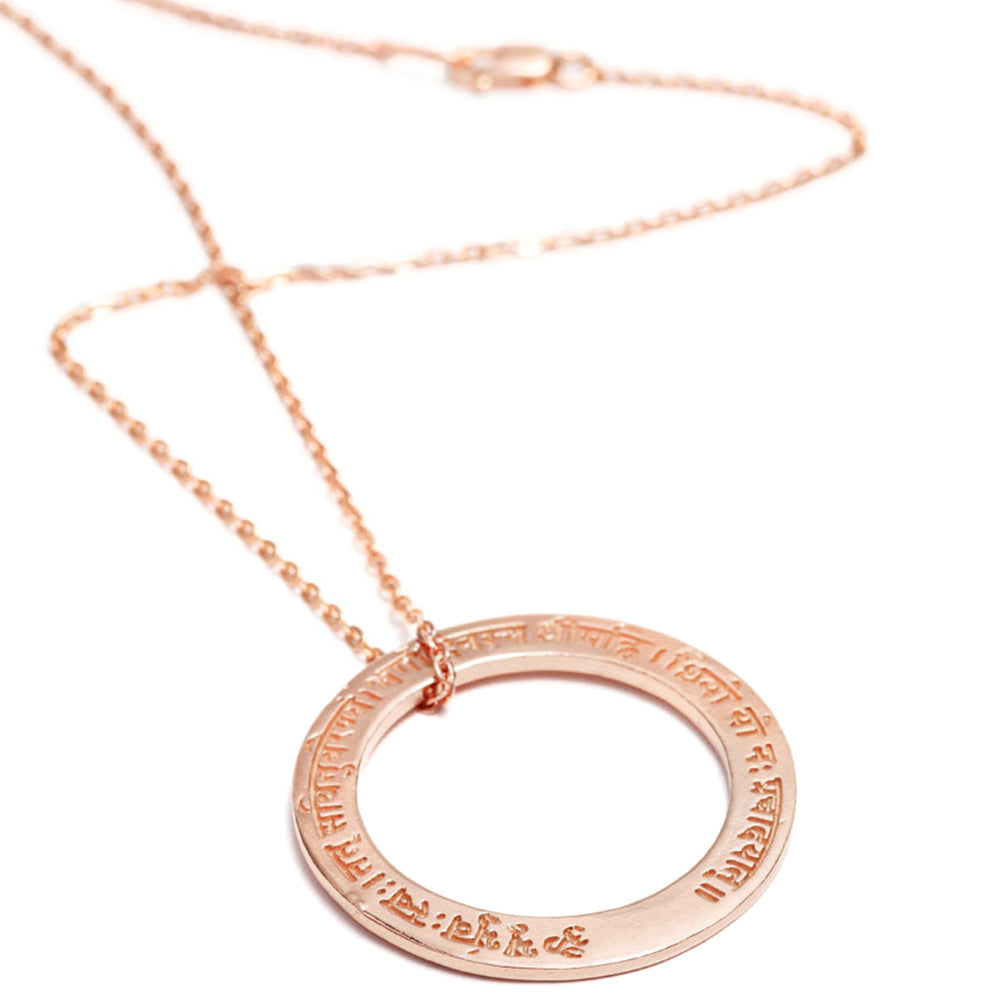 Gayatri Mantra Pendant made of sterling silver rose gold plated by Eternal Bliss - Spiritual Yoga Jewellery