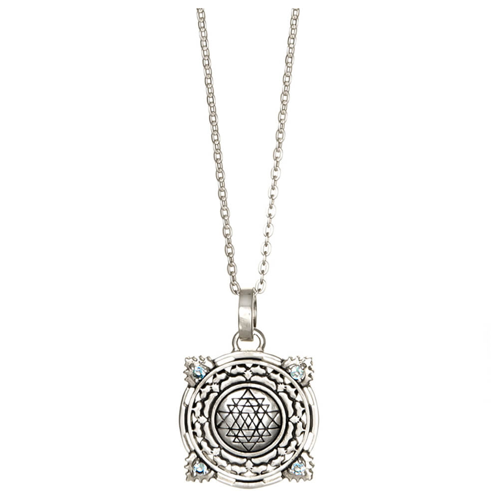 Sri Yantra Anhänger mini mit Aquamarinen Silber von ETERNAL BLISS - Spiritueller Schmuck
