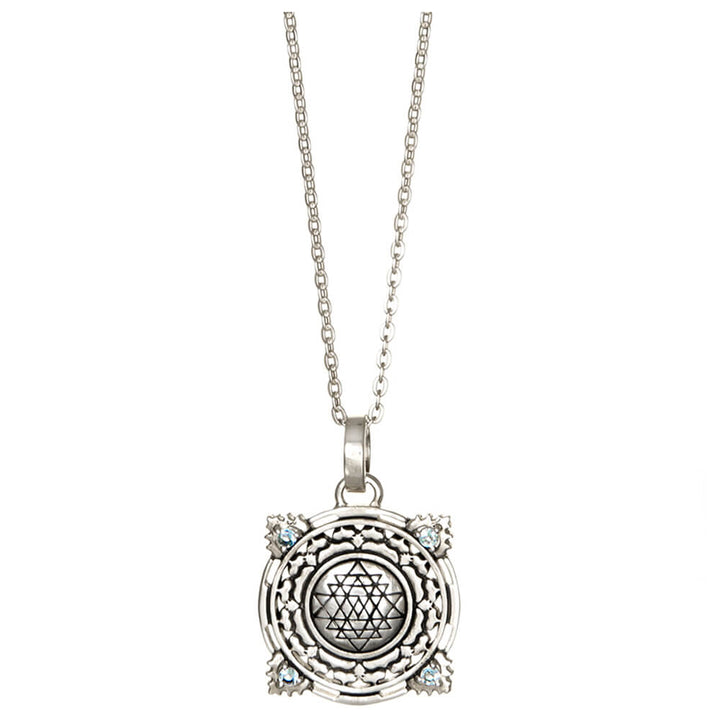 Sri Yantra Anhänger mini mit Aquamarinen Silber von ETERNAL BLISS - Spiritueller Schmuck