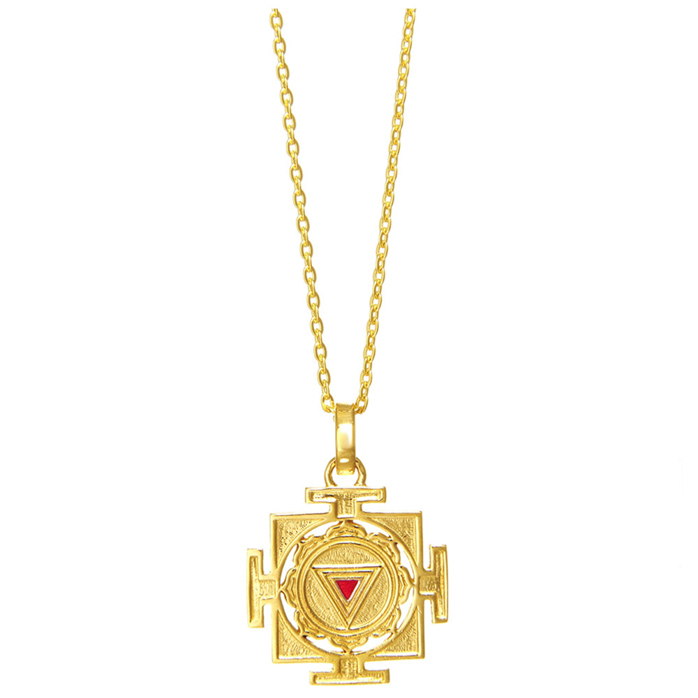 Kali Yantra Anhänger mini vergoldet  mit Kette von ETERNAL BLISS - Spiritueller Schmuck